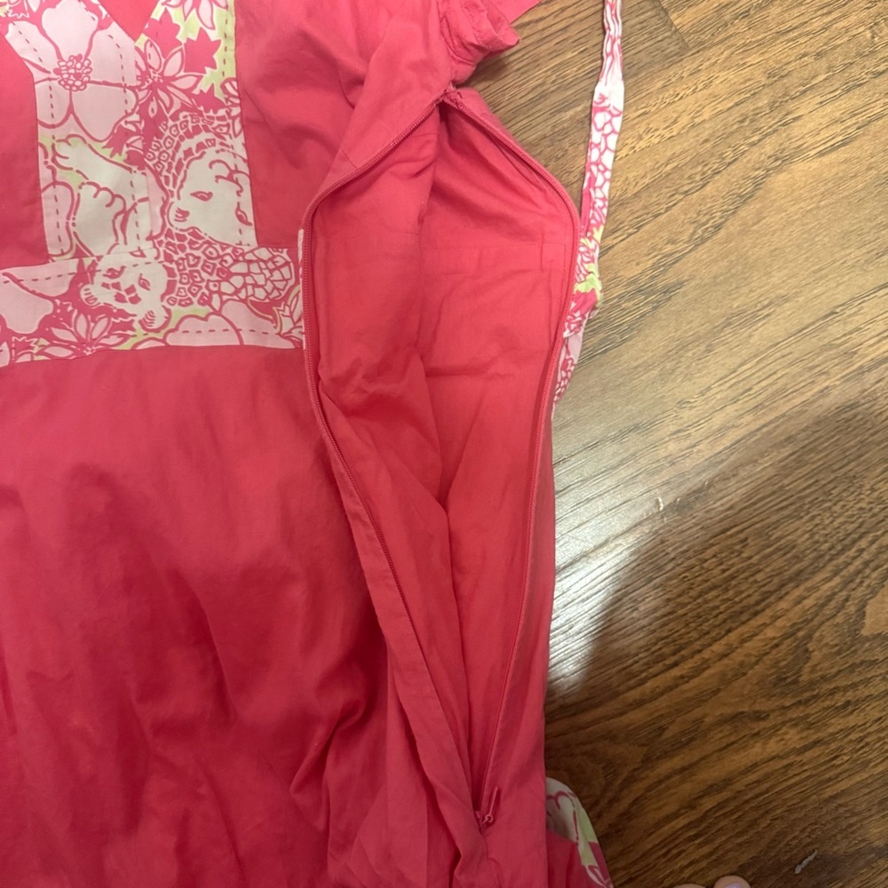 Lilly Pulitzer white label medium vintage Pink Floral Trim V-Neck Dress - Picture 14 of 16